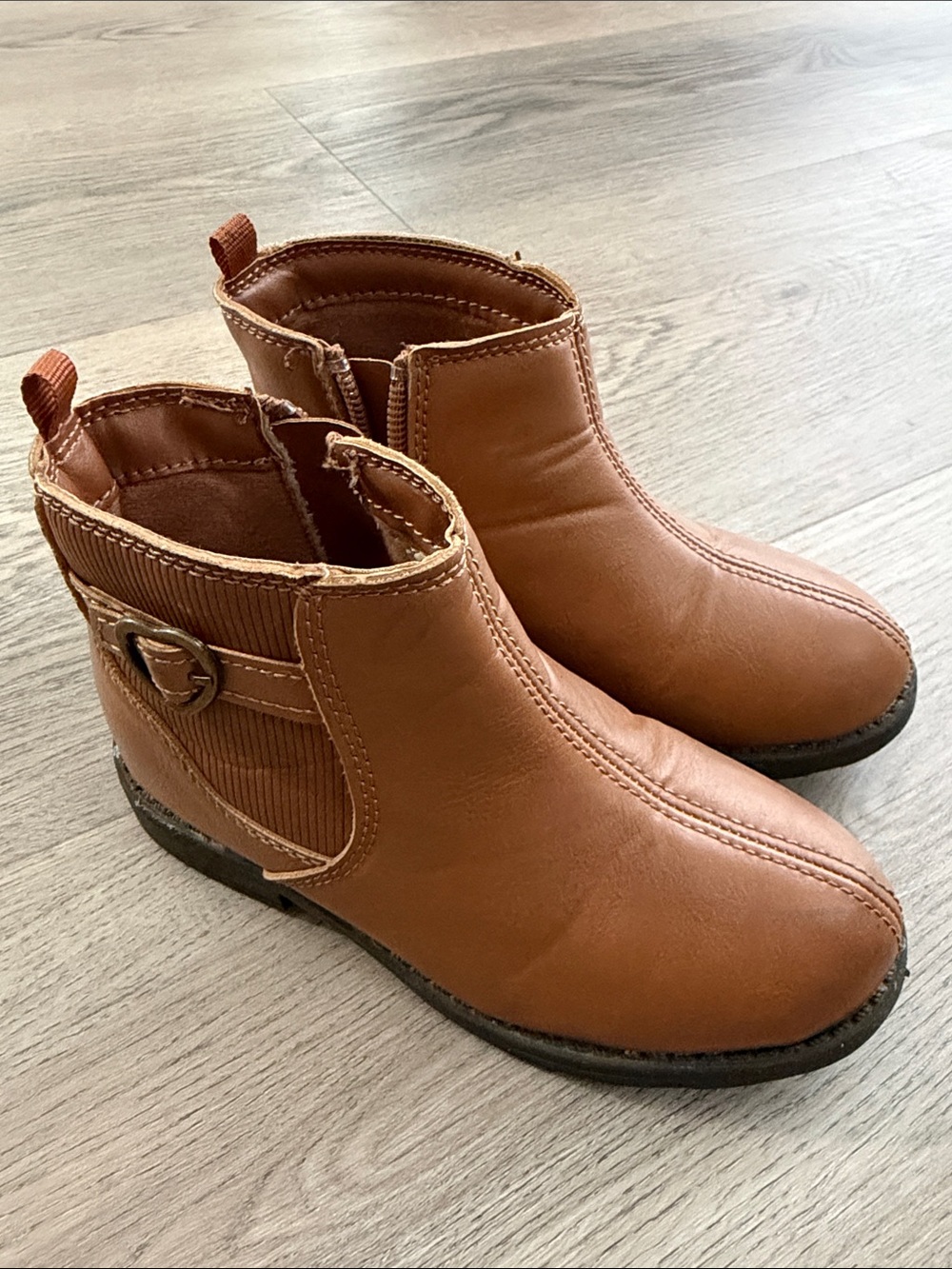 Carter's girls Cognac Ankle Booties with Side Buckle Detail